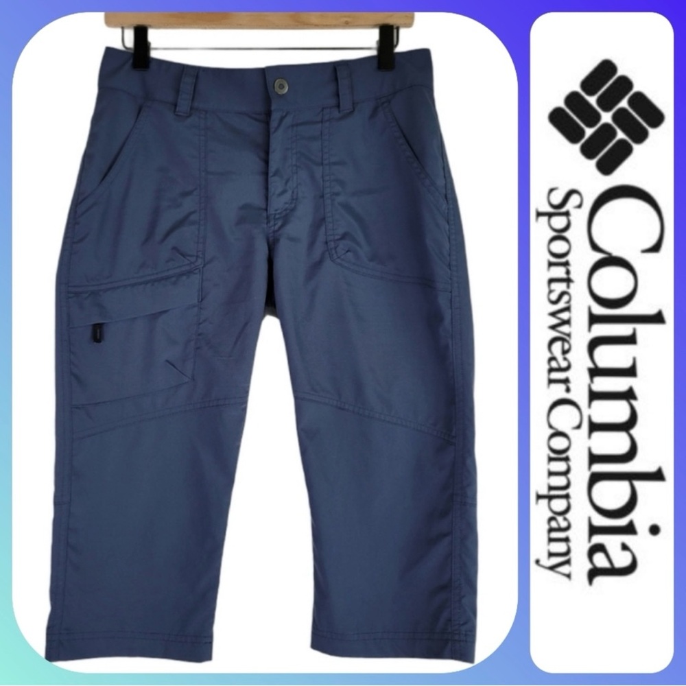 Columbia Kestrel Trail Stretch Capri Omni Shield Cargo Button Navy XS 2